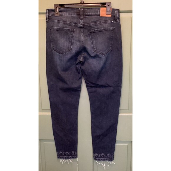 Lucky Brand Women's Size 6 Brooke Ankle Skinny Jeans Embroidered Raw Hem Cropped - Picture 6 of 11